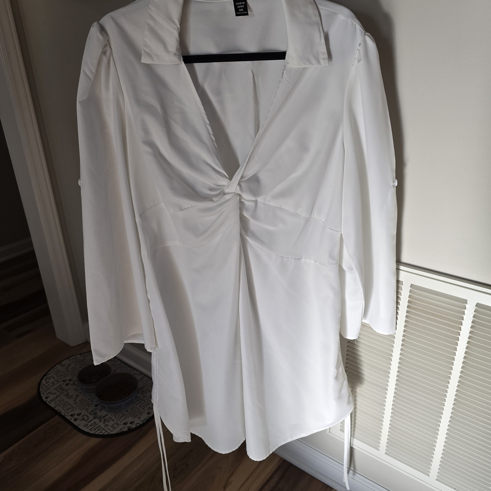 SHEIN White Ruched Blouse